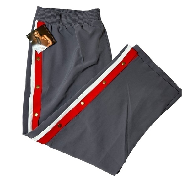 IMAN Global Gunmetal Red Stripe Chic Snap Track Pant Wide Leg Trouser Size 2x - Picture 8 of 13